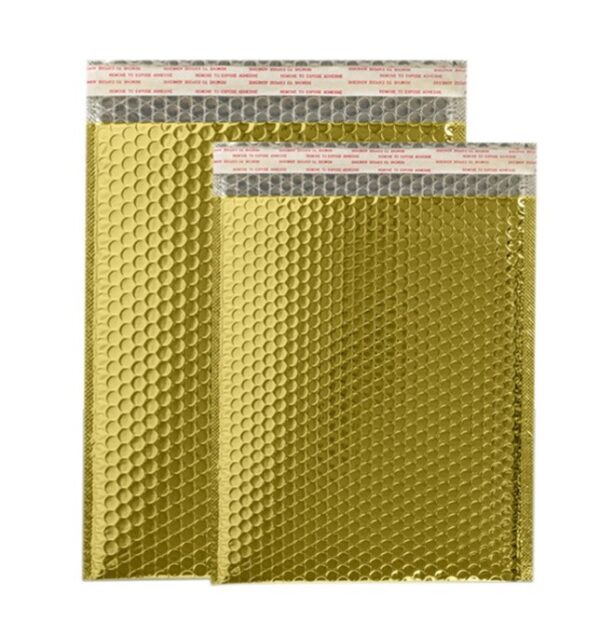 12" x 16" Metallic Foil Bubble Mailers/Envelopes (Gold) (50’s Pack)