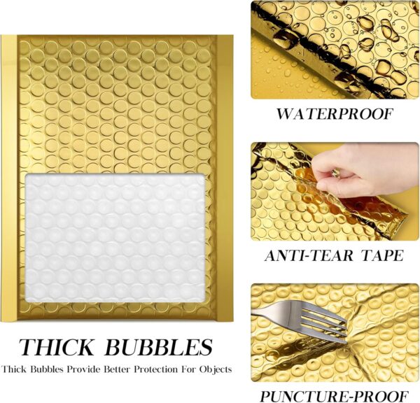 12" x 16" Metallic Foil Bubble Mailers/Envelopes (Gold) (50’s Pack) - Image 5